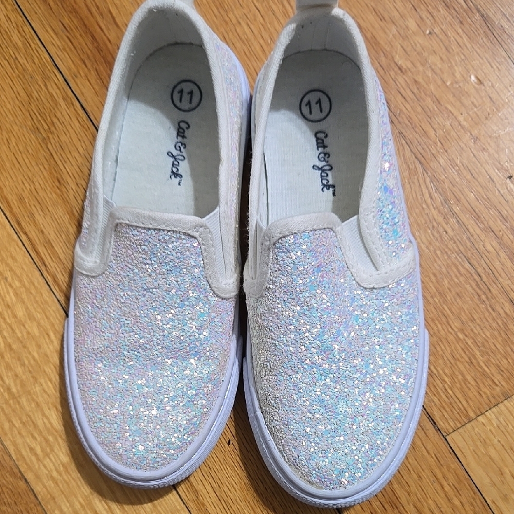 Cat & Jack Glitter Kids Slip-On Shoes - White